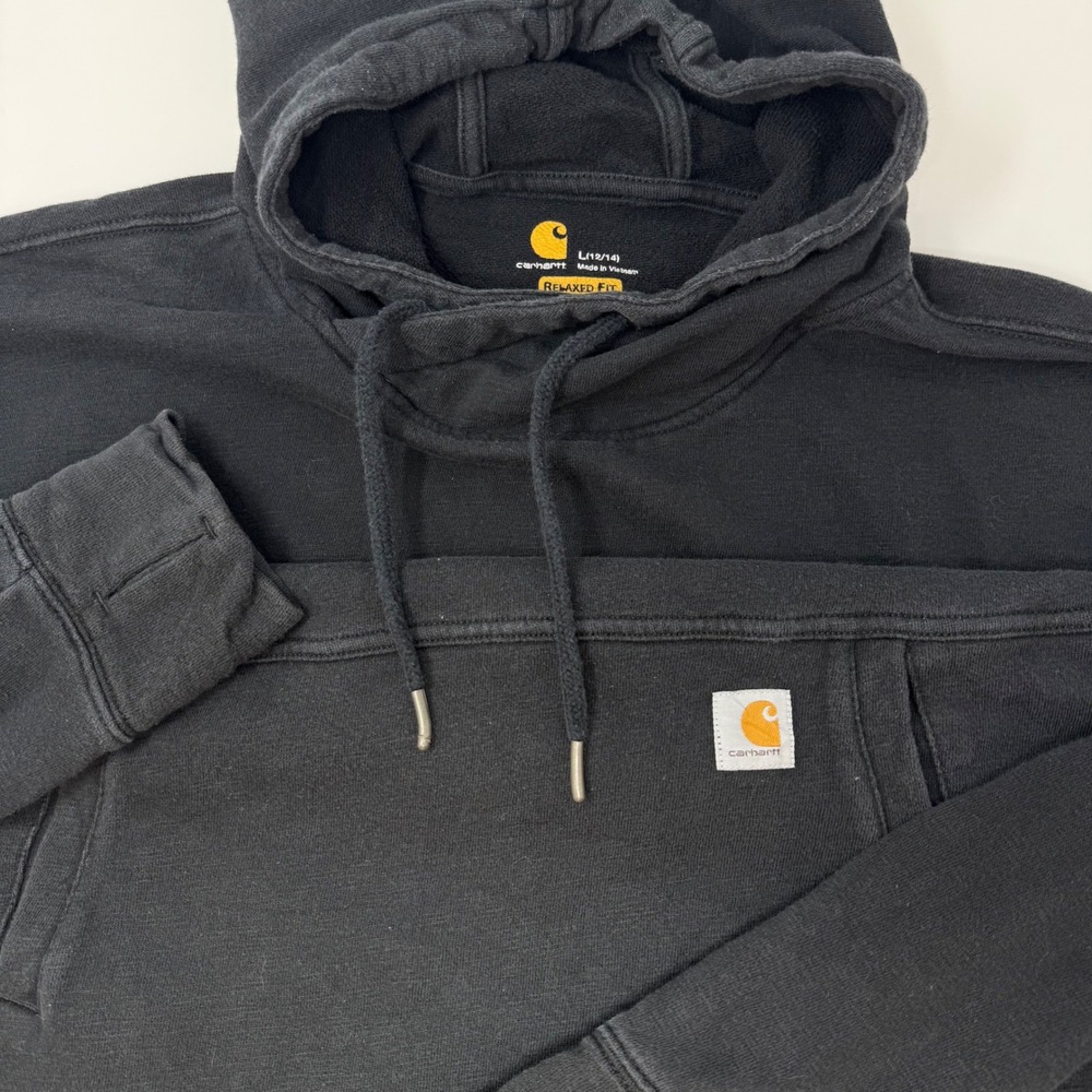 Carhartt Womens Relaxed Fit Black Funnel Neck Hoodie 103591 N04 Large 12/14